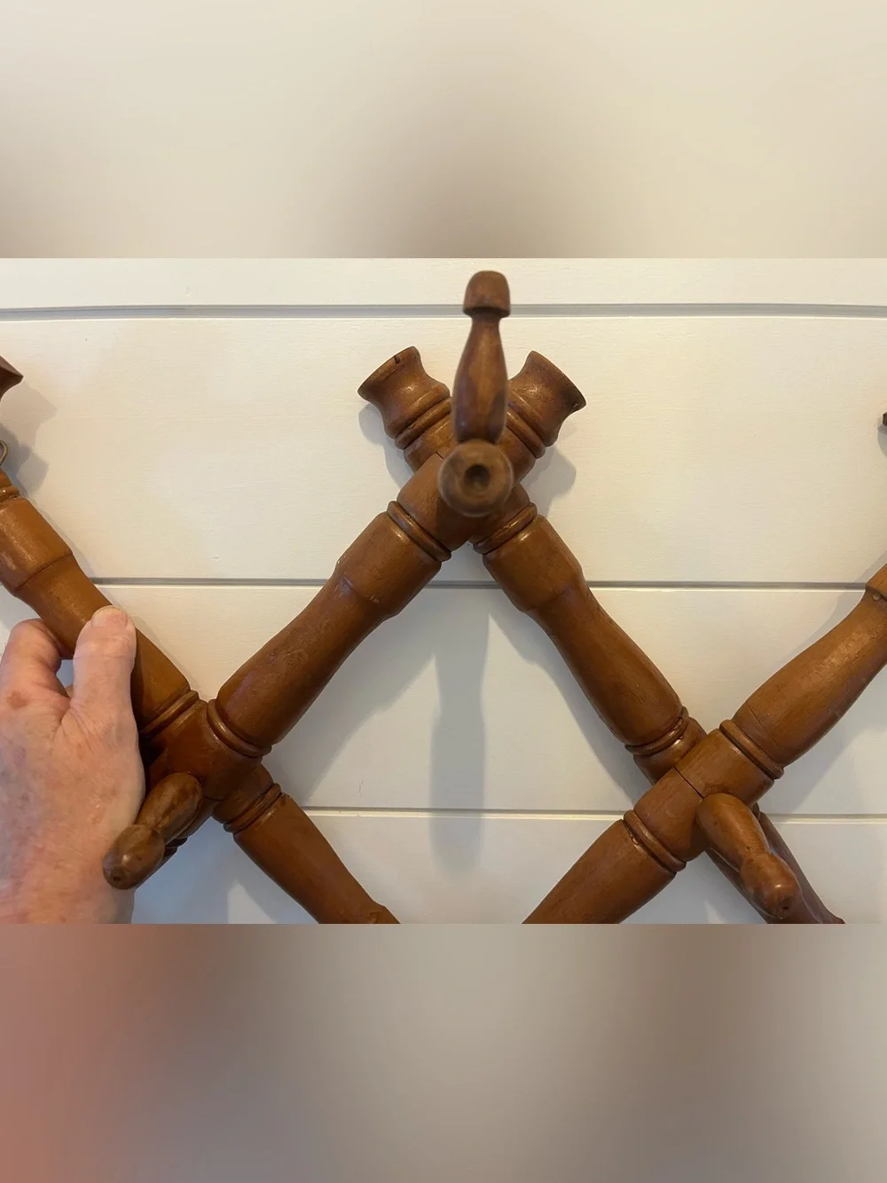 Antique French wooden bamboo style accordion rack-adjustable & very sturdy